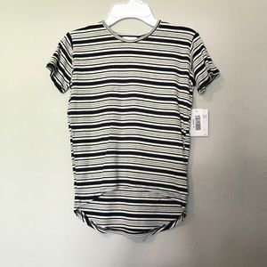 LuLaRoe Black & White Stripe Kids Gracie Shirt, 6